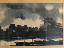 Weintrager Adolf (1927-1987) Vízpart, Képcsarnokos jelzéssel a hátulján.