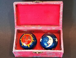 Régi kínai csilingelős tűzzománc csikung golyó készlet 1.- Ft-ról!!!