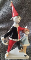 HOLLÓHÁZI porcelán HARLEKIN BOHÓC KISLÁNNYAL Garancia, hibátlan!!!!!