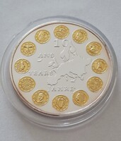 "10 éves az Euro" ezüstözött, aranyozott fém emlékérem... 2012