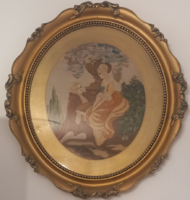 Képkeret ovális goblen képpel