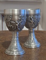 Zinn , ón boros kelyhek , poharak párban