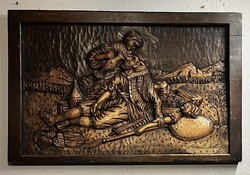 Antik, nagyméretű , faragott falikép ! 100x 65 cm