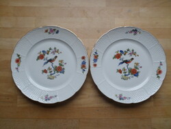 2 db régi TK Thun porcelán lapostányér paradicsommadaras mintával 24,5 cm