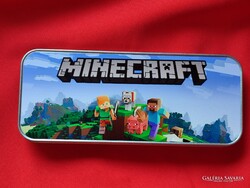 MINECRAFT EZÜST SZÍNŰ FÉM DOBOZ, TÁROLÓ, TOLLTARTÓ