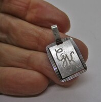 Szép kis antik monogramos ezüst medál