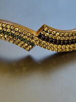 EXKLUZÍV! Fémjelzett 925 ezüst és aranyozott karkötő • Pave cirkónia berakással • Chevron design