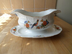 Régi TK Thun porcelán szószos paradicsommadaras mintával