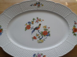 Régi TK Thun porcelán ovális tál paradicsommadaras mintával 23 x 32 cm