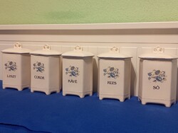 Antik fűszertartó 6 db nagy, 5 db kicsi és egy kiöntő