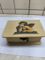 Angyalkás fa díszdoboz eladó!