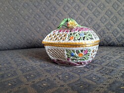 ANTIK Herendi áttört, szív bonbonier, ékszer tartó