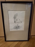 Méhes László (1944-2022), "Egoizmus", tusrajz, rajz mérete cca.min.21x34 cm