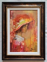 Budai László "Szerelemre várva" c. festmény dupla keretben ingyen postával