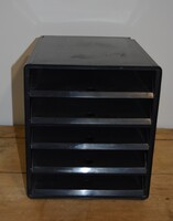 5 fiókos müanyag iratttartó doboz box A4 méretben fekete szinben hibátlan