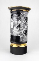 1X703 Szász Endre "Napfény" mintás Hollóházi porcelán váza 26 cm