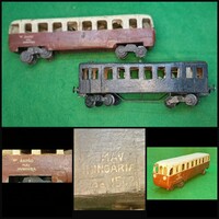 Antik vasúti Ganz MÁV  Árpád gyorssínautóbusz ,és  kocsi fa modell