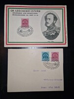 1941, két Lánchíd-Széchenyi emlékbélyegzés emléklapokon