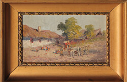 Németh György: Tanyaudvar zöld fákkal