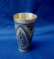 EZÜST ANTIK NIELLÓ DISZÍTÉSŰ RÖVIDITALOS POHÁR   NÉVRE GRAVÍROZHATÓ!