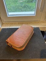 Vintage utazó borotválkozó szett bőr táskában