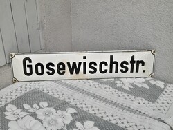 Német zománc domború utca tábla a 40-es évekből