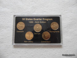 5 darab aranyozott 1/4 dollár 1999 bliszterben