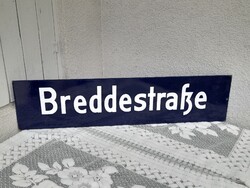 Német kandeláber kétoldalas zománc utcatábla az 50-es évekből