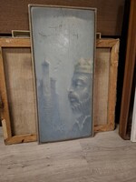 Kerékgyártó László (Nagyvárad, 1950-) festmény, történelmi, olaj, falap, 61x27 cm