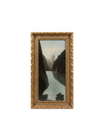 Hegyi folyó / Tóparti táj csónakokkal