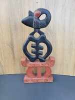 Sankofa Madár Ashanti Trónon – Kézzel Faragott, 52 cm Magas Szimbolikus Szobor Afrikából