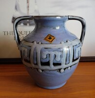 Massányi Löfler Ildikó retro kerámia fülesváza 18 cm