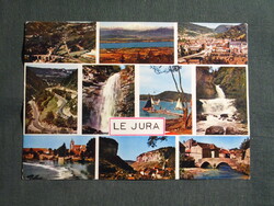 Képeslap,Franciaország,Le Jura megye,vízesés,Chalain-tó,városi látkép,részlet,1978-