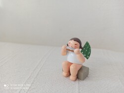 Wendt & Kühn Erzgebirge fa figura, angyal, szájharmónikával