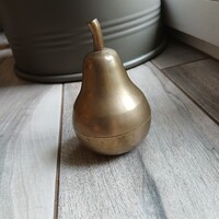 Régi körte formájú réz doboz, cukortartó (11,5x7,5 cm)