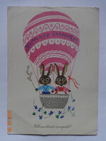 Old graphic Easter postcard - drawing by Zsuzsa Demjén