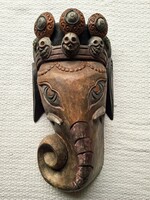 Ganesha, Ganesa falimaszk, falidísz fából, 43 cm