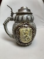 Nagyon szép Sitzendorfi oroszlán címeres 1 literes sörös korsó