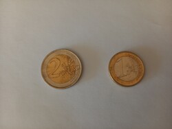 2 euro 2001 és 1 euro 2002 érmék