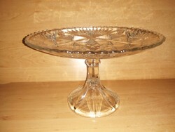 Antik üveg talpas tál kínáló asztalközép - átm. 25,5 cm