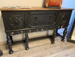 Rusztikus tömörfa konzol szekrény Indiából, 155x43x93 cm