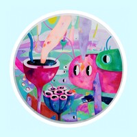 KOMLÓDI JUDIT - SZIMBIÓZIS (akril, vászon. 100 cm)