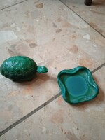 Malachit art deco teknős+ kis hamutál