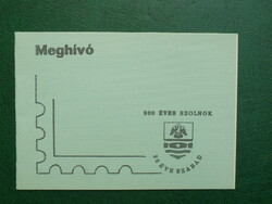 Meghívó 1974. Felszabadulási Bélyegkiállításra, Szolnok, Damjanich Múzeum