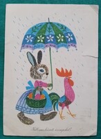 Old 80-filler Easter graphic postcard - Zsuzsa Demjén - 25 years of the amusement park - stamp