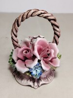 Jelzett antik Capodimonte porcelán asztali virág ALKUDHATÓ