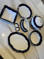 Zsolnay pompadur ÚJ  porcelán kobalt-gold 51 részes készlet 6 személyes dobozban