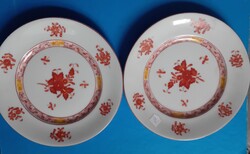 2 Herendi süteményes tányér , tégla színű Apponyi mintával