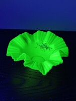 19. század Uránium üveg cukorkás tál uránüveg opalin