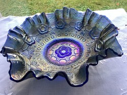 Fenton Carnival Captive Rose Cobal Blue mintás glass asztalközép